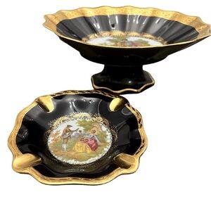 Imperia Limoges - authentic Limoges porcelaine candy bowel/plate and ashtray set